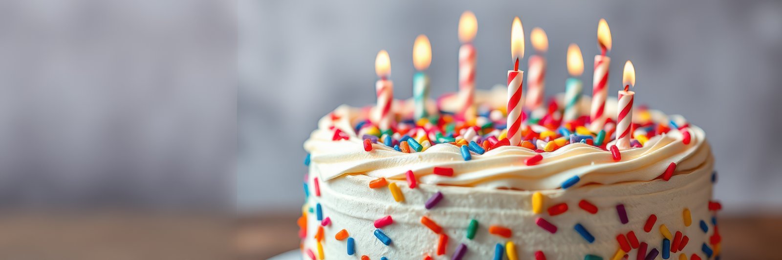 Celebration cake with colorful sprinkles and candles for a birthday party